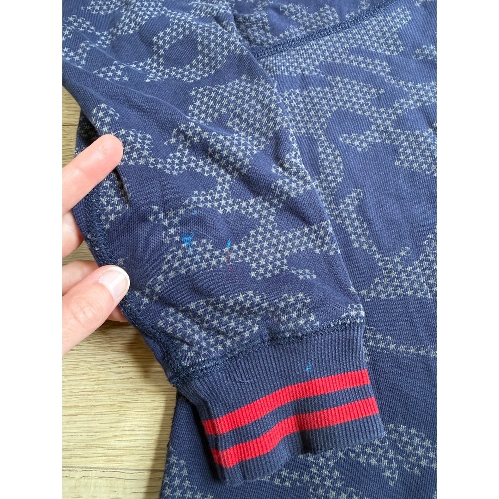 Kids Boys Girls Hanna Andersson blue camo red star stripe size 12 / 150 pullover - Picture 9 of 11